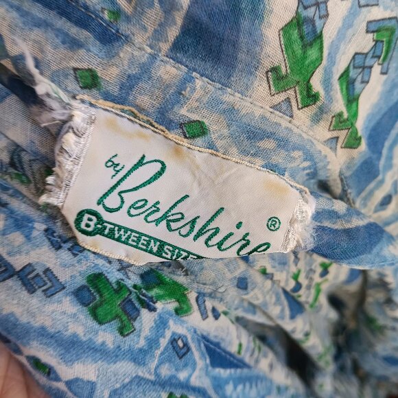 sz 10 Vintage 1960's Sheer Berkshire Geometric Print House Dress w/Belt B-Tween - Picture 13 of 15